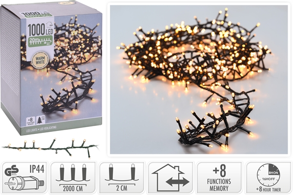 LED lyskæde 1000 LED Varm hvid (20m)