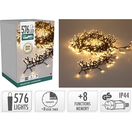 LED Treecluster Lyskæde 7,4 m 576 LED, Varm Hvid 