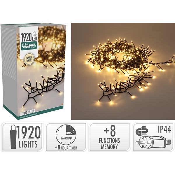 LED Treecluster Lyskæde 24,9 m 1920 LED, Varm Hvid 